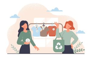Илюстрация на устойчива мода с рециклиран текстил